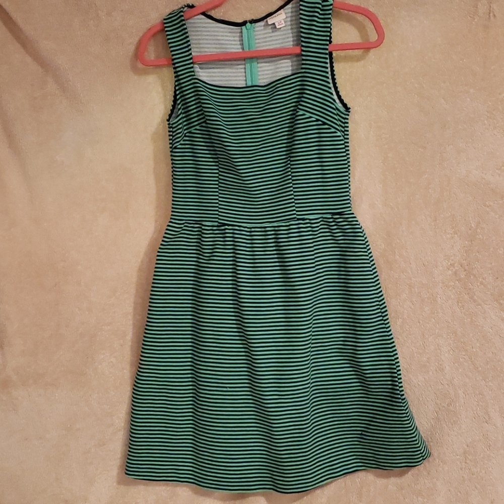 Green striped skater dress